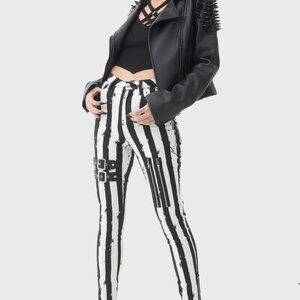 Killstar Black and White Striped Beetlejuice Pants Brand New with tags